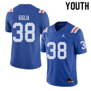 Youth Florida Gators #38 Anthony Giglia NCAA Jordan Brand Royal Throwback Alternate Authentic Stitched College Football Jersey FVQ3462ZS